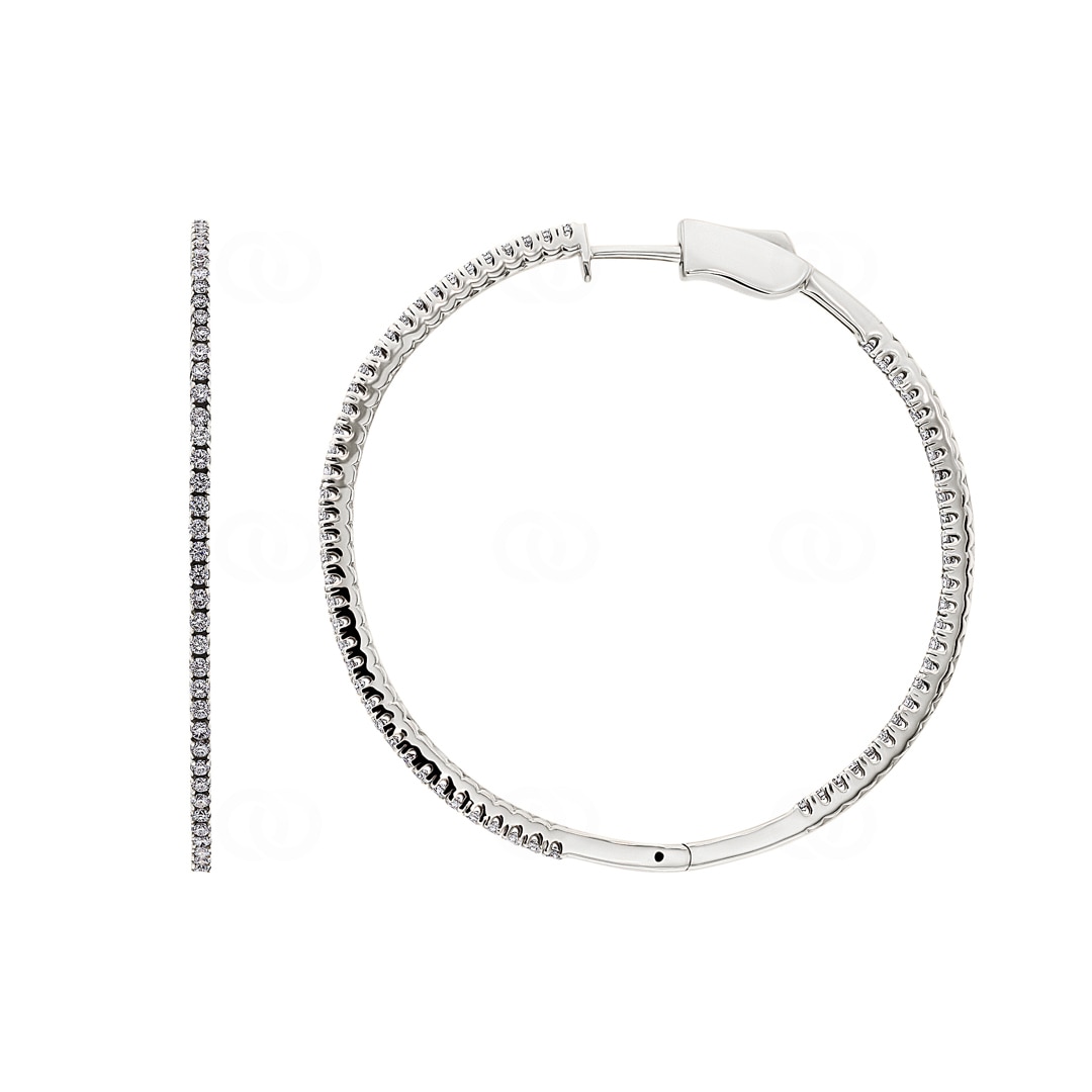 1.00 Karat Diamant-Kreolen 750/18 K Weissgold Ø 42mm