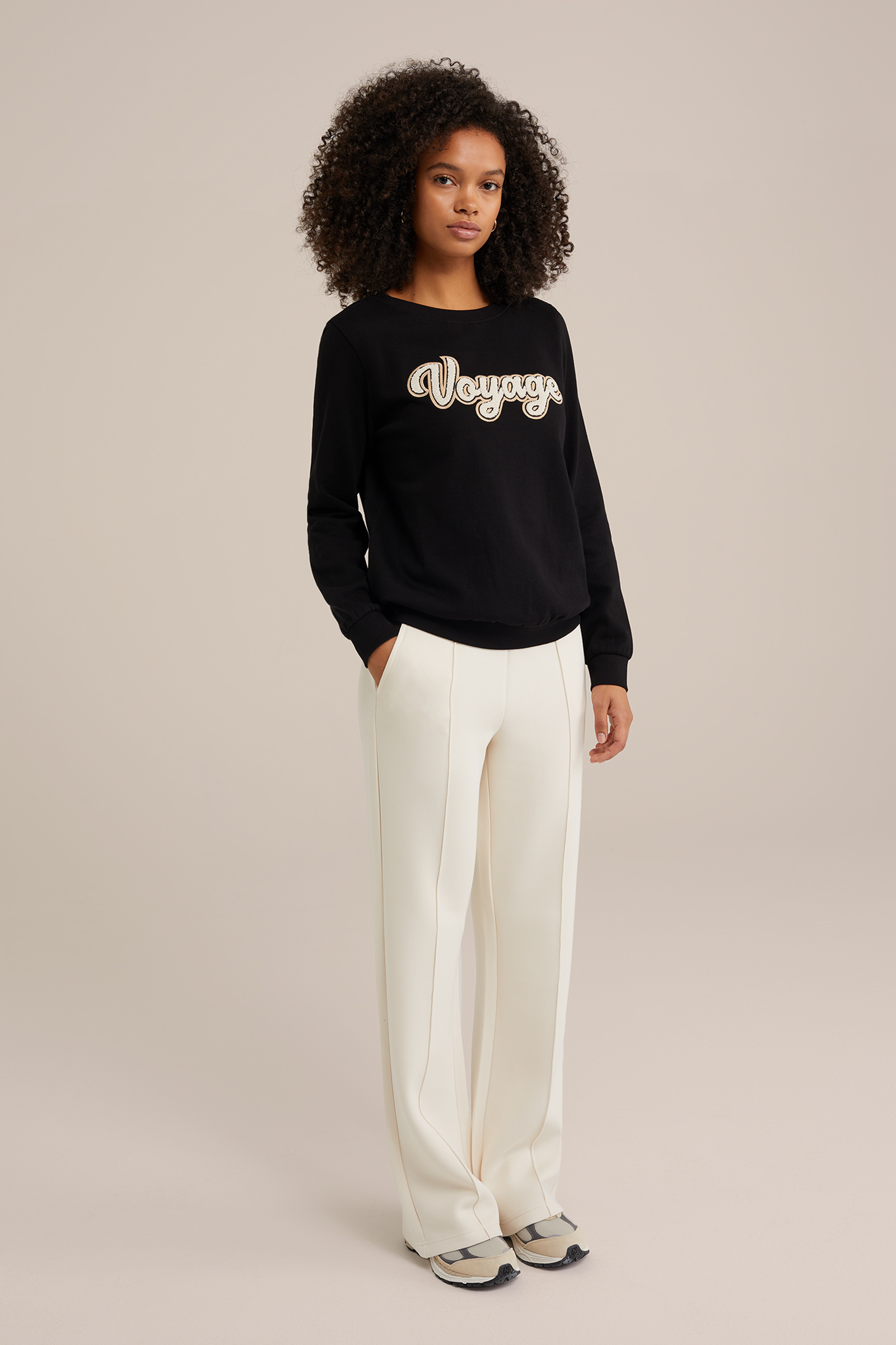 sweater met embroidery WE Fashion Zwart