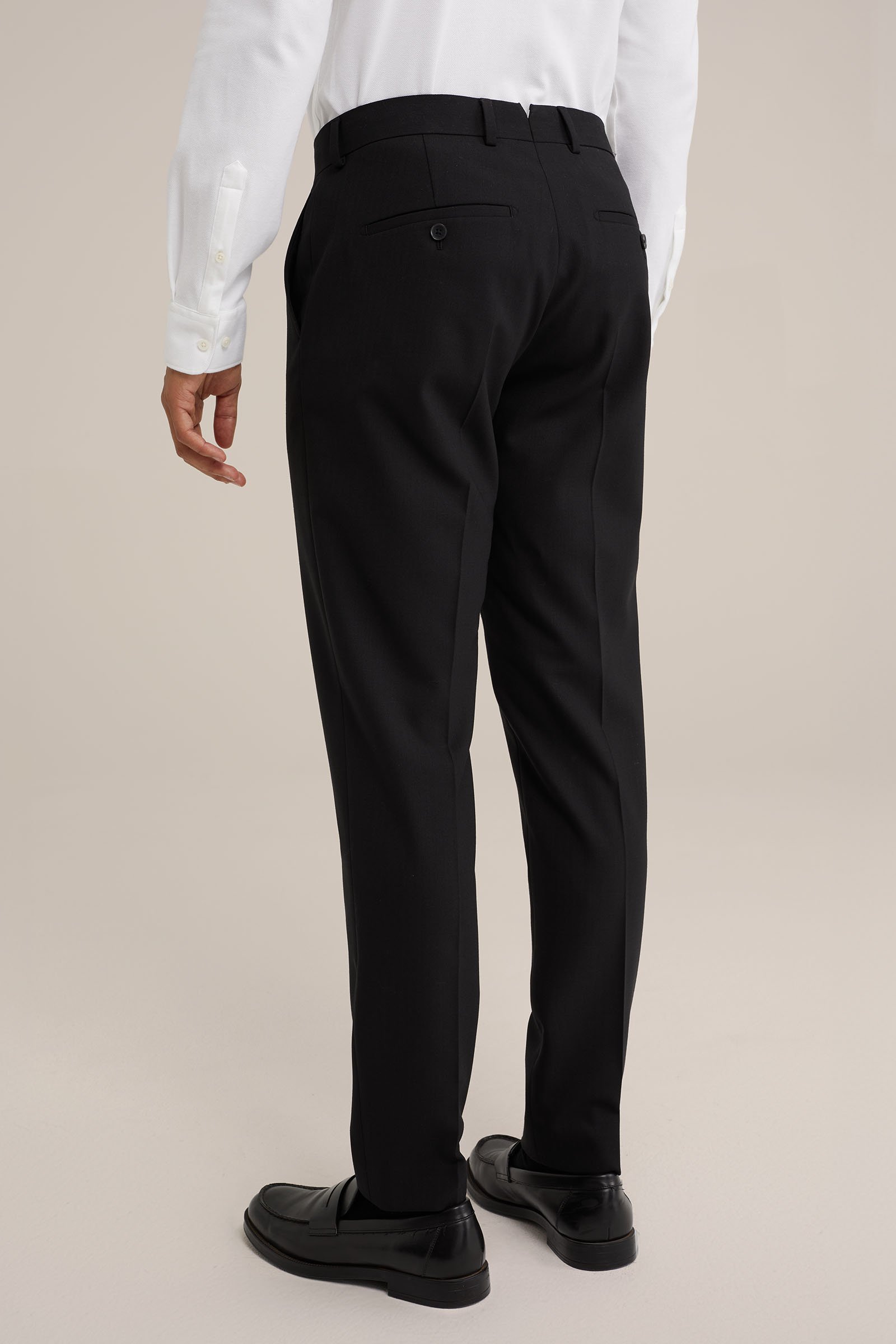 wol mix pantalon met structuur Van Gils Zwart