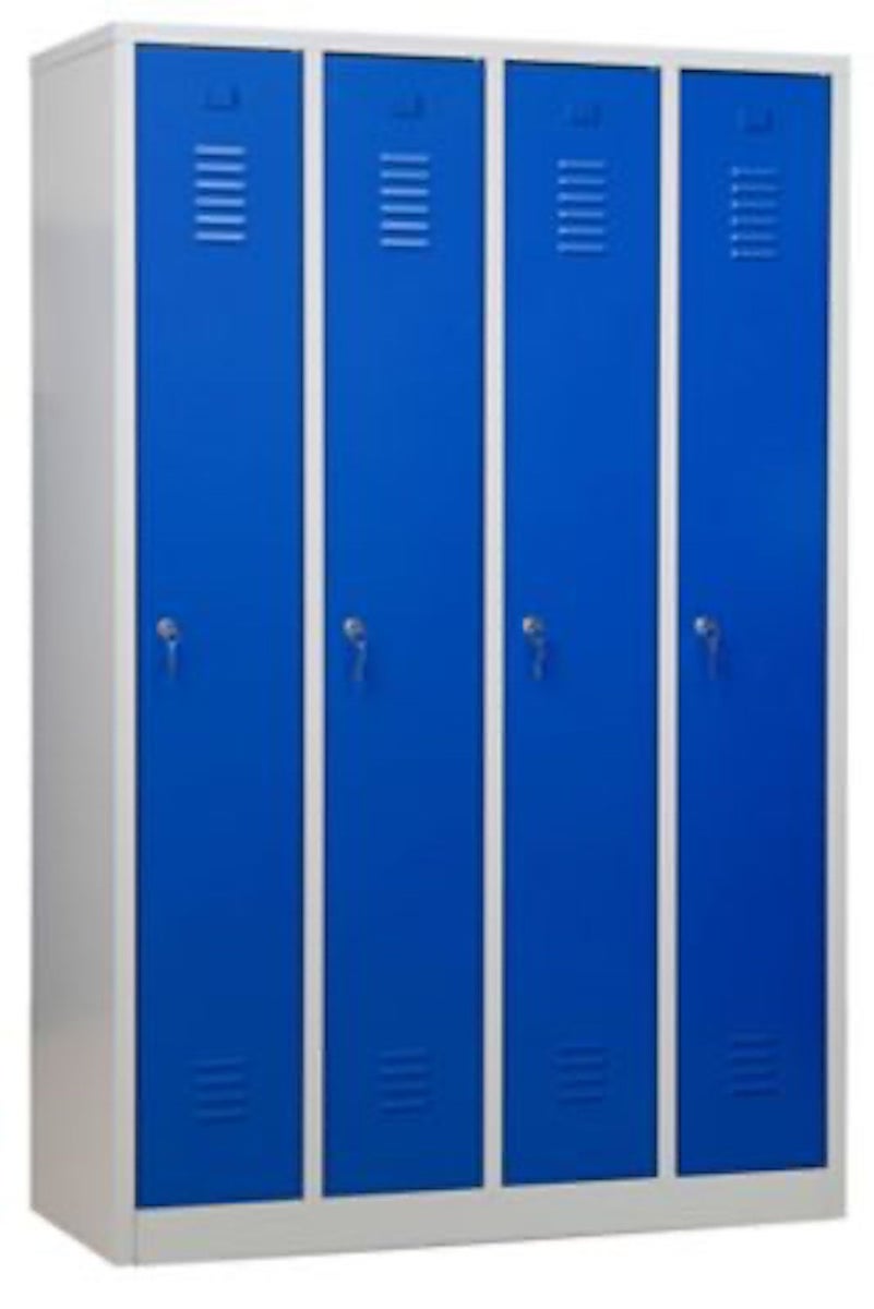 PROREGAL Garderobekast Camel 4 Compartimenten HxBxD 180 x 117 x 50 cm Cilinderslot Grijsblauw