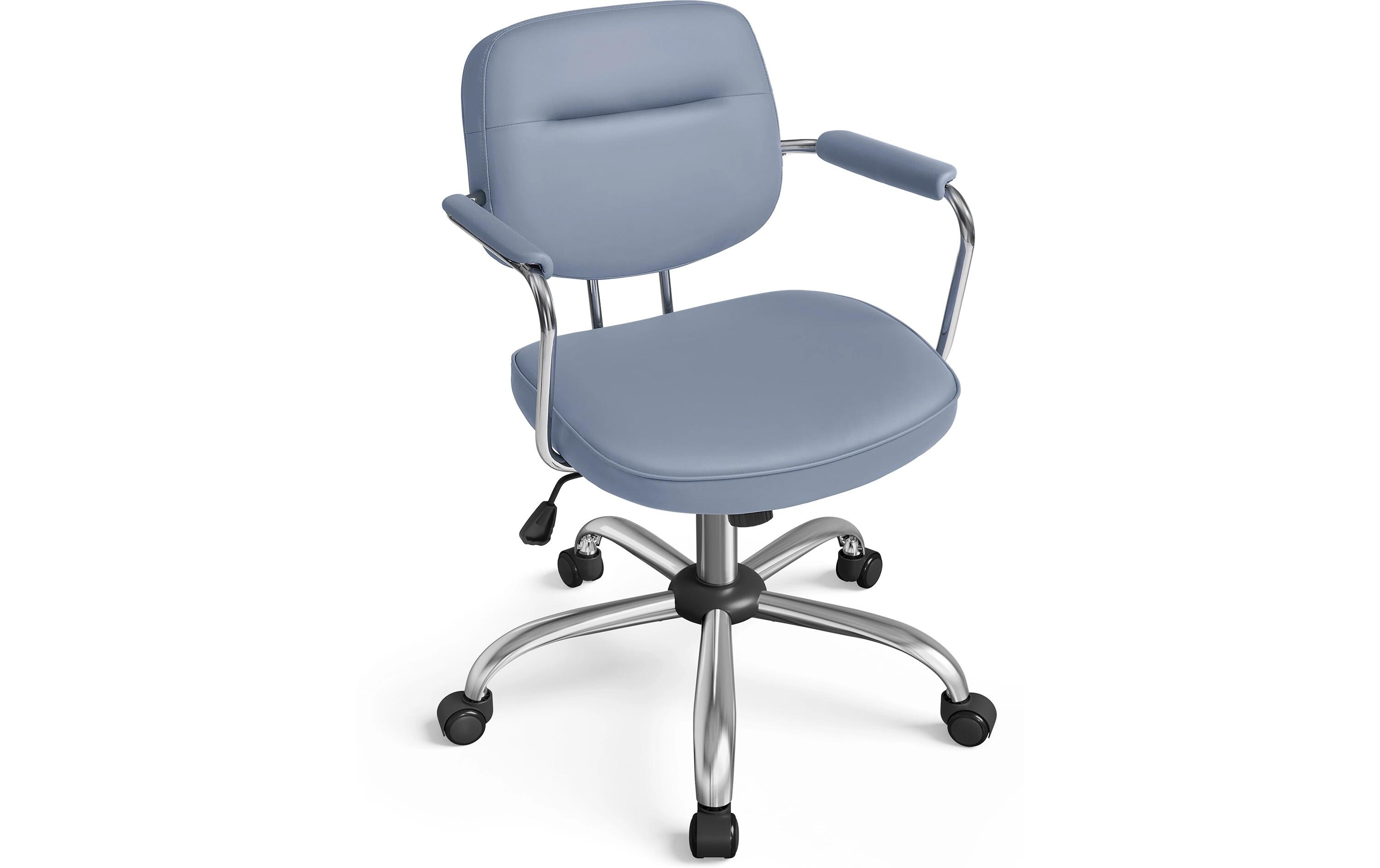 Bürostuhl mit Polsterrücken und Armlehnen, Blau<br>Drehstuhl mit gebogenem Sitz