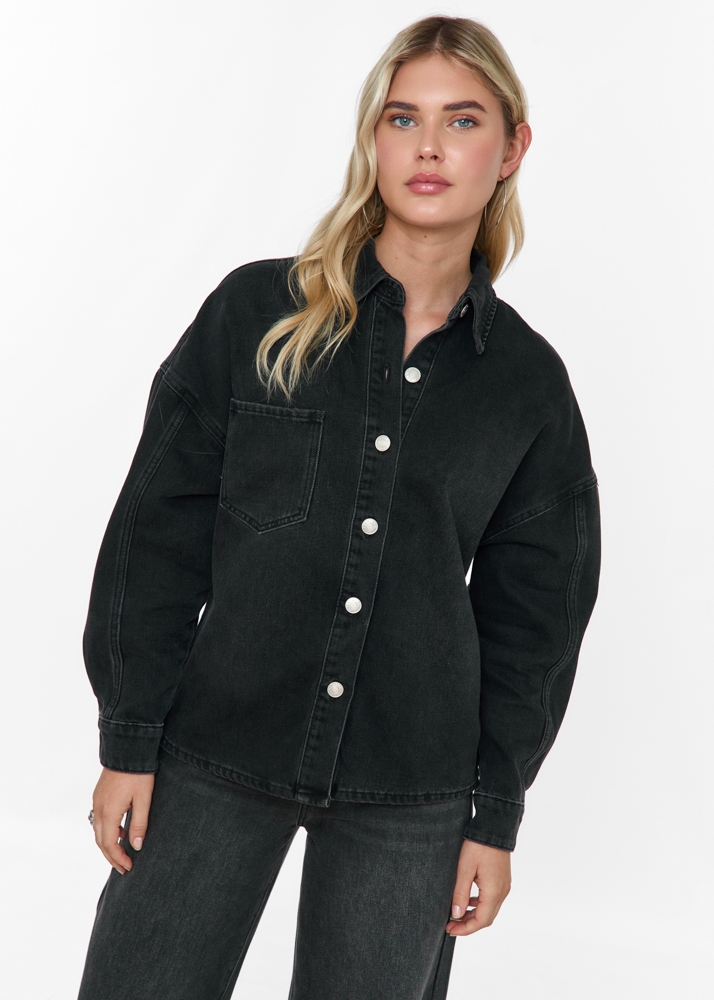Boyfriend denim blouse zwart