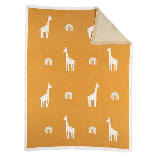 Tiga, Stegi & Ops Couverture tricot en jacquard BIO   Ocre        75 x 100 cm   de               Noukies