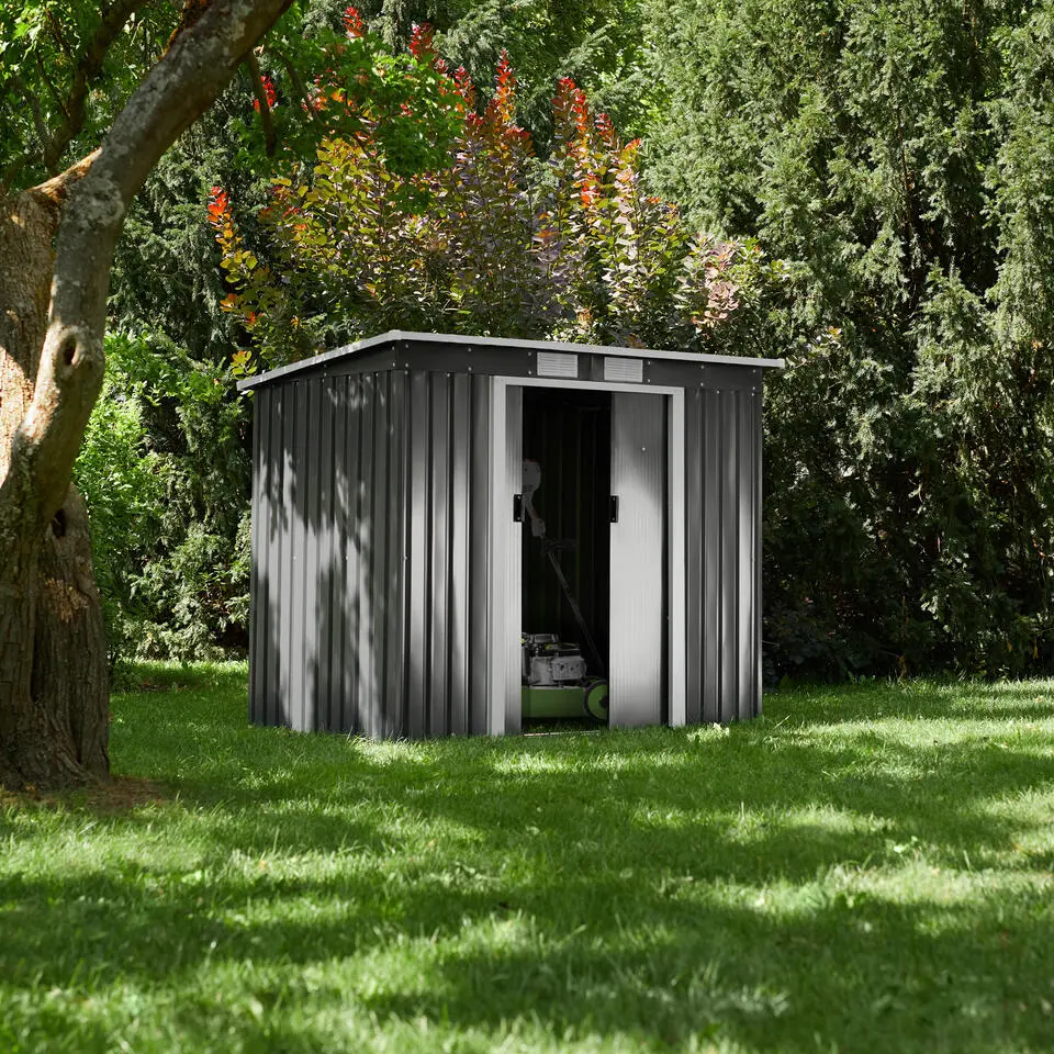 tectake Tuinhuis met hellend dak, Grijs/wit