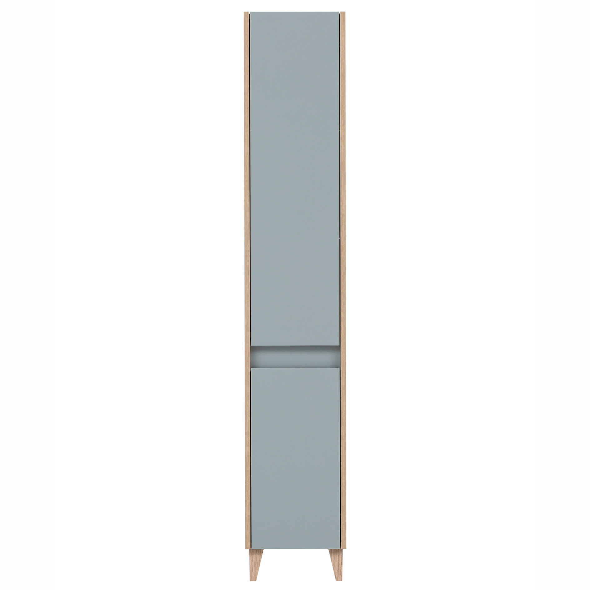 Hochschrank - taubenblau - Eiche hell - 30 cm