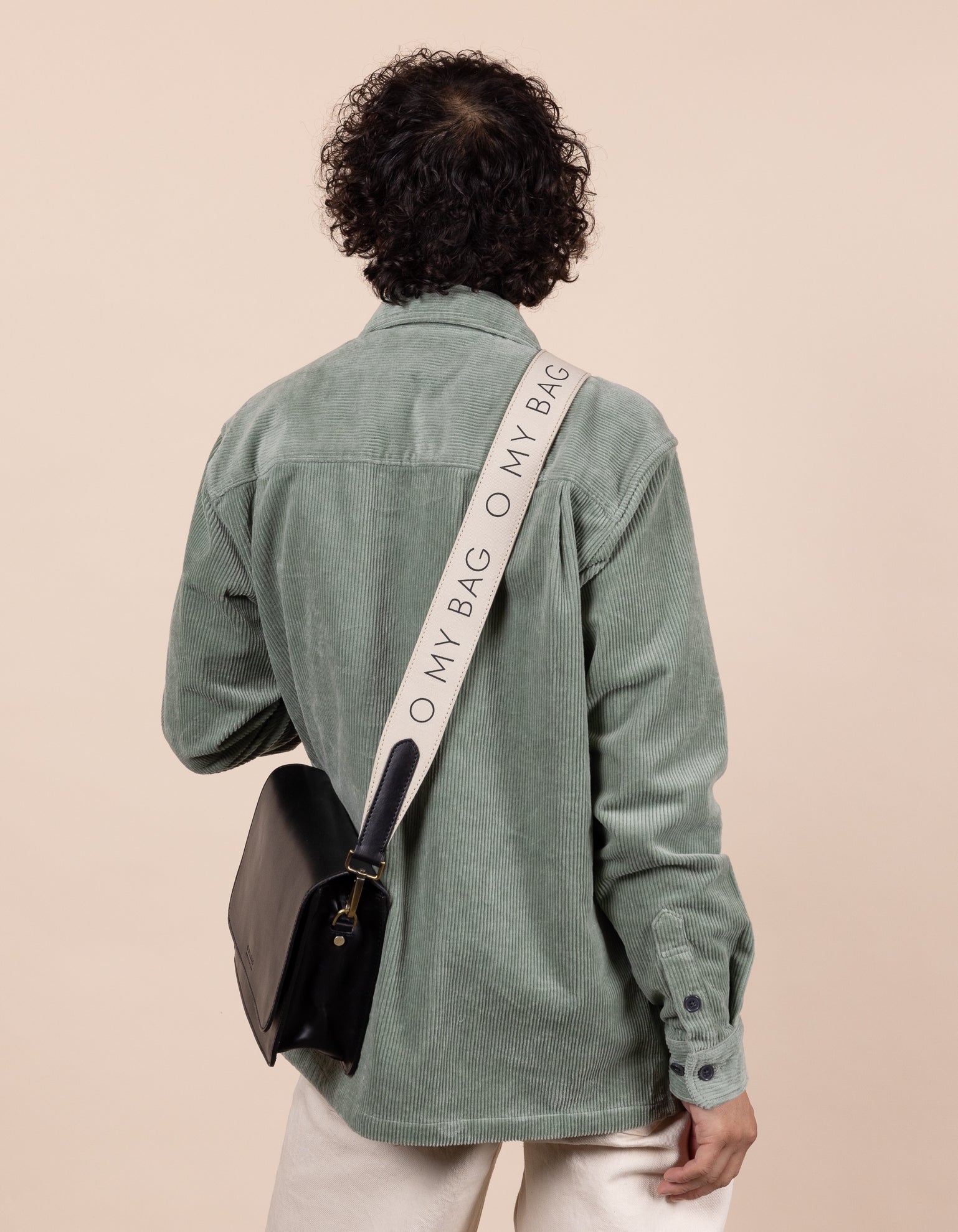 Perfectly Imperfect Canvas Logo Strap - White & Black Classic Leather