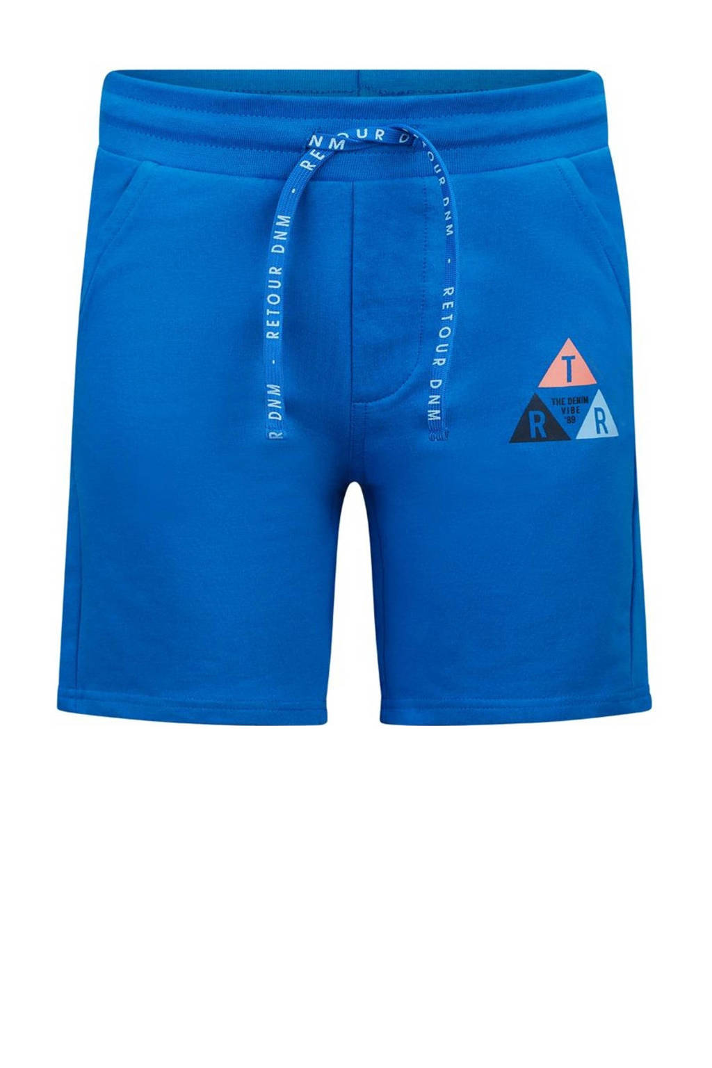 Retour Jeans sweatshort Leandro met printopdruk felblauw