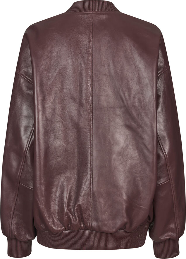 Second Female King Leather Bomber Jacket Bitter chocolate