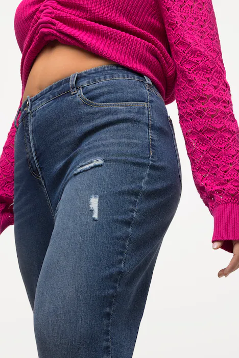 Mom-Jeans, lässige Passform, 5-Pocket-Schnitt, blue denim