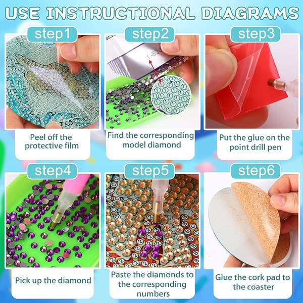 INF Diamond Painting Coasters med jernholder  Model 1
