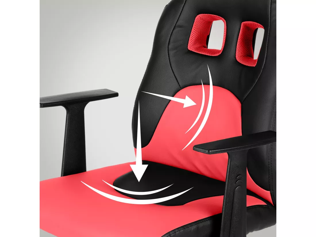 Fauteuil de bureau - Similicuir & Plastique - Noir / Rouge - Fun