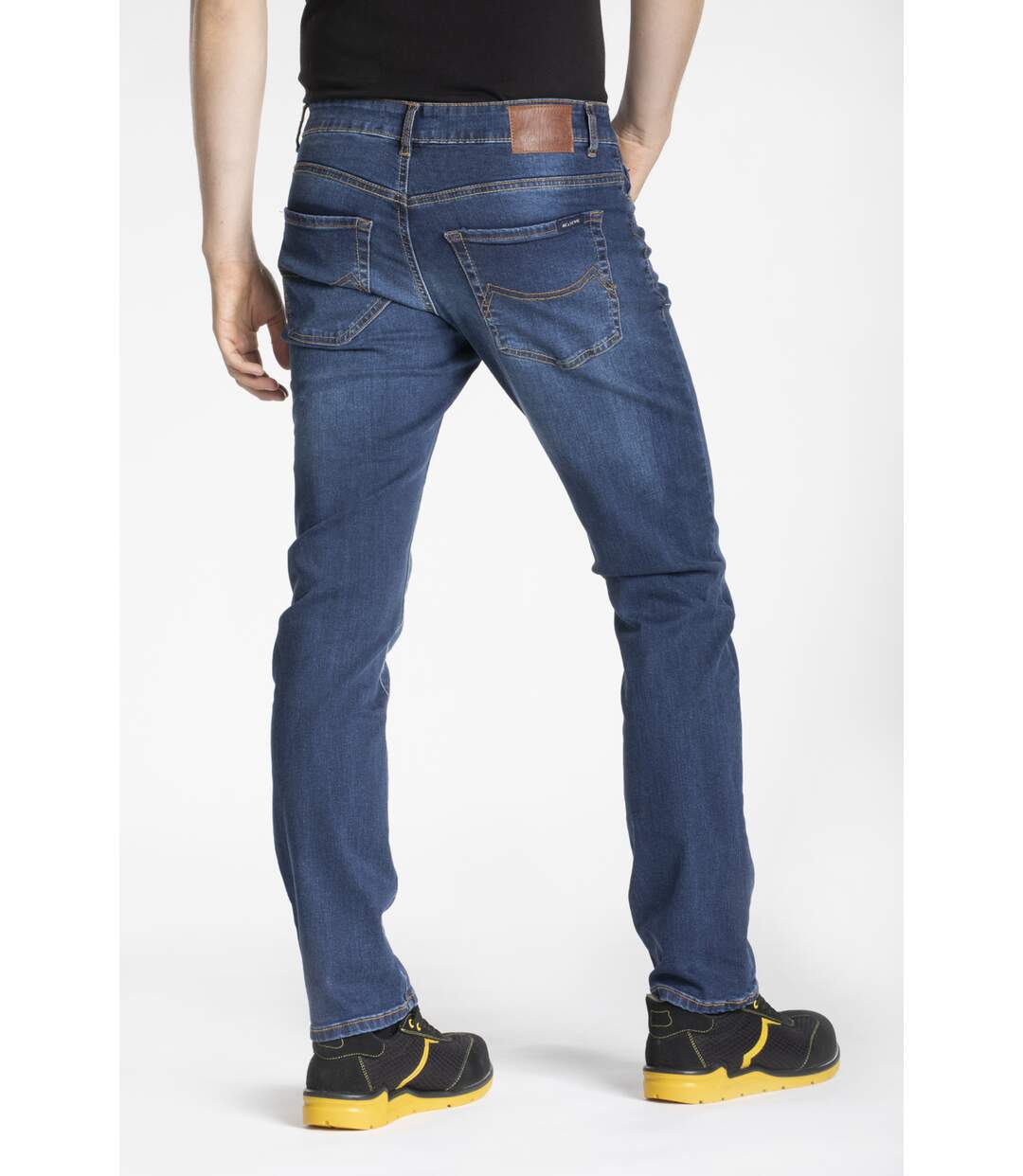 Jeans de travail coupe droite confort denim brossé stretch WORK8 DENIM
