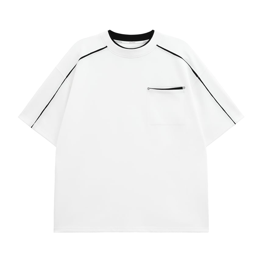 CHIC ERRO - T-shirt met korte mouwen, ronde hals en contrastnaden