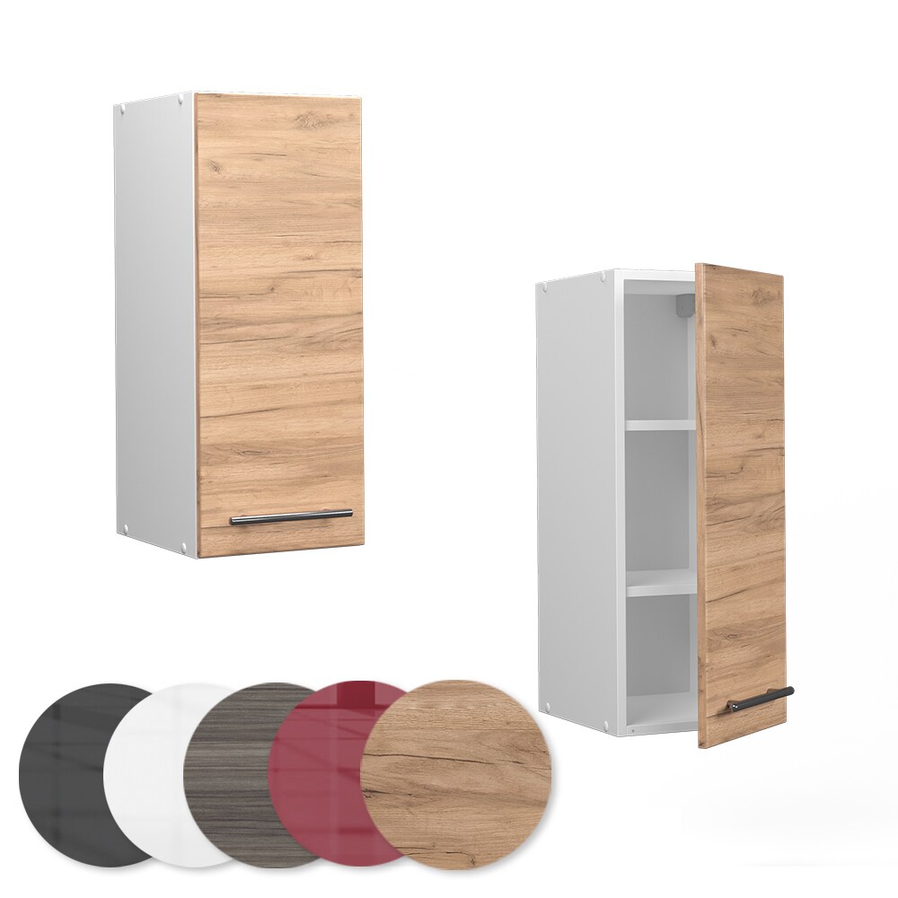 Vicco Hängeschrank Küchenschrank Küchenmöbel Fame-Line Weiß Eiche modern 30 cm Küche Einbauküche Hängeschrank Drehtür Einlegeboden Küchenzeile