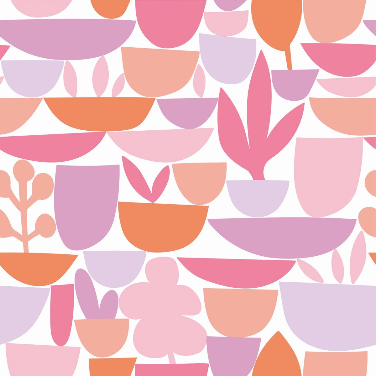 ESTAhome Behang Keramiek en Planten Roze, Paars en Oranje - 50 x 900 cm - 131075