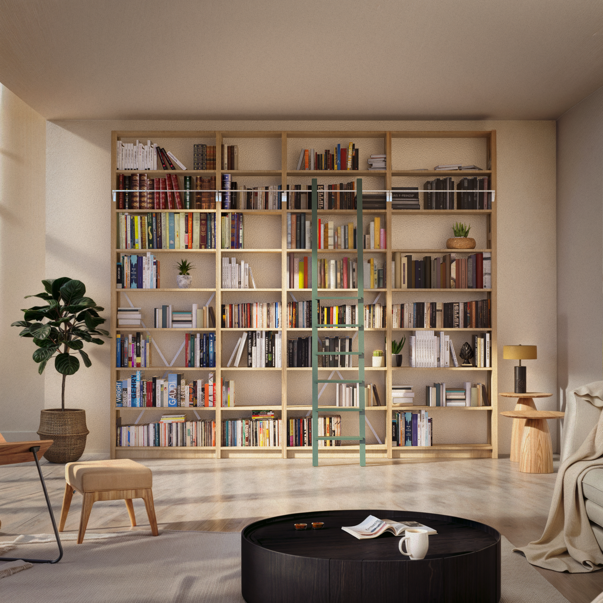 Boekenkast met trap