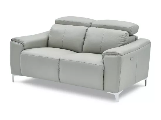 Canapé relaxation électrique 2 places en cuir BIANCA - Gris clair Gris perle