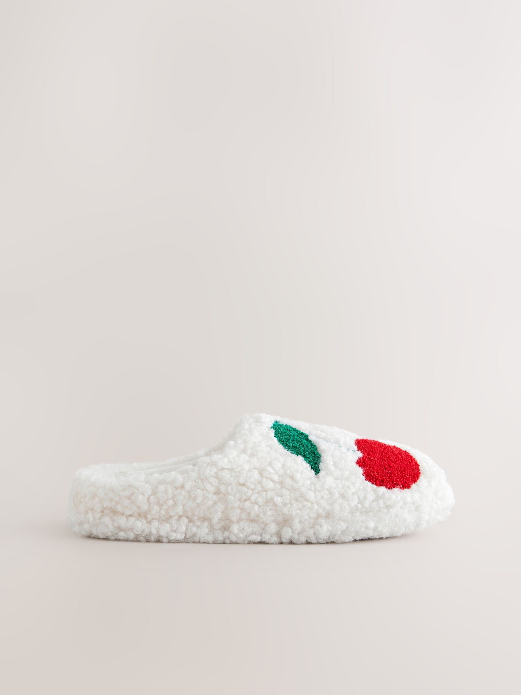 Ecru kersenrode - Borg Graphic Mule Slippers