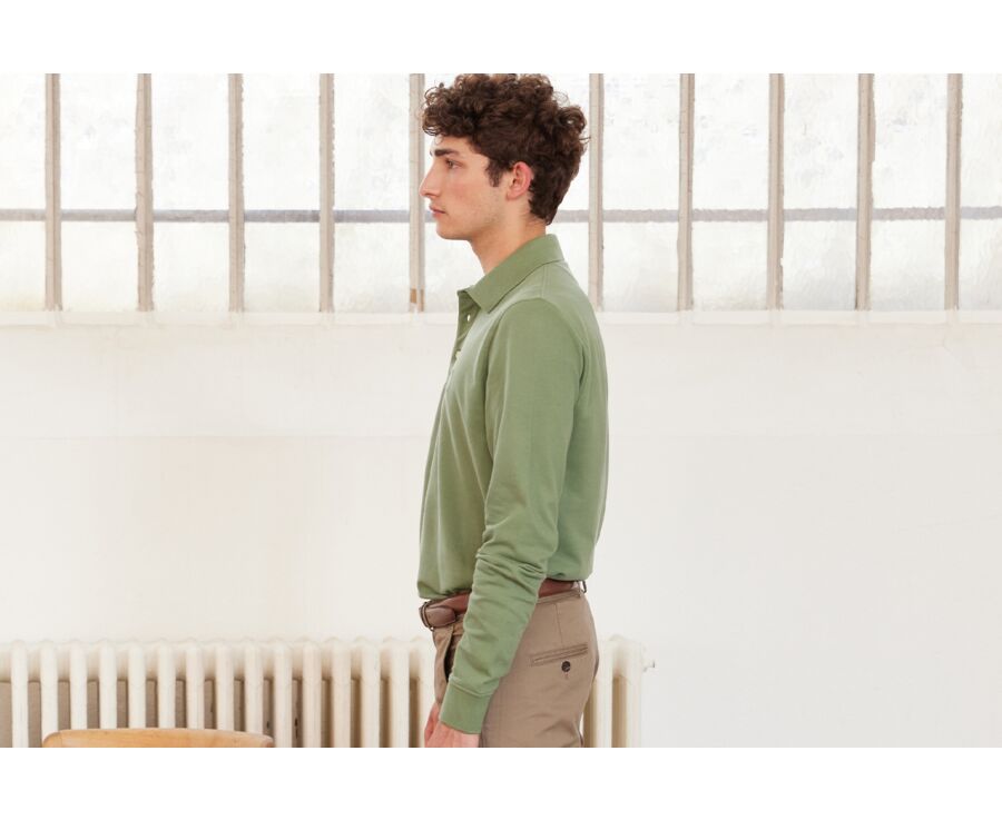 Polo manches longues homme Vert sauge - ALEC II ML