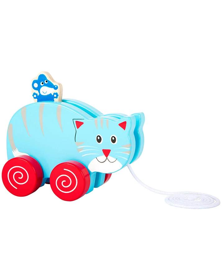 Nachziehtier KATZE UND MAUS in blau