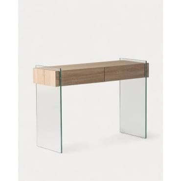 the masie Konsole aus Holz und Glas Galad MDF Natur