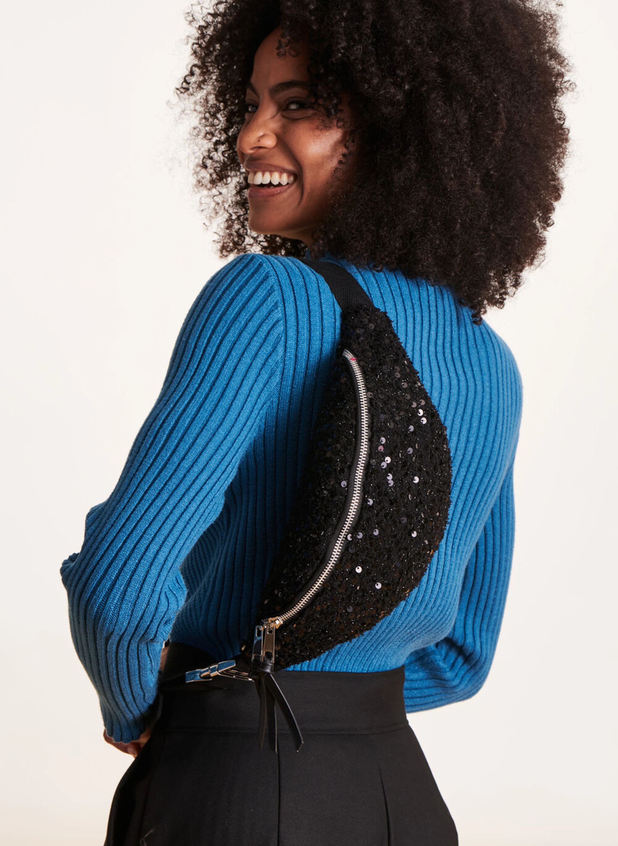Sac banane à sequins | Noir