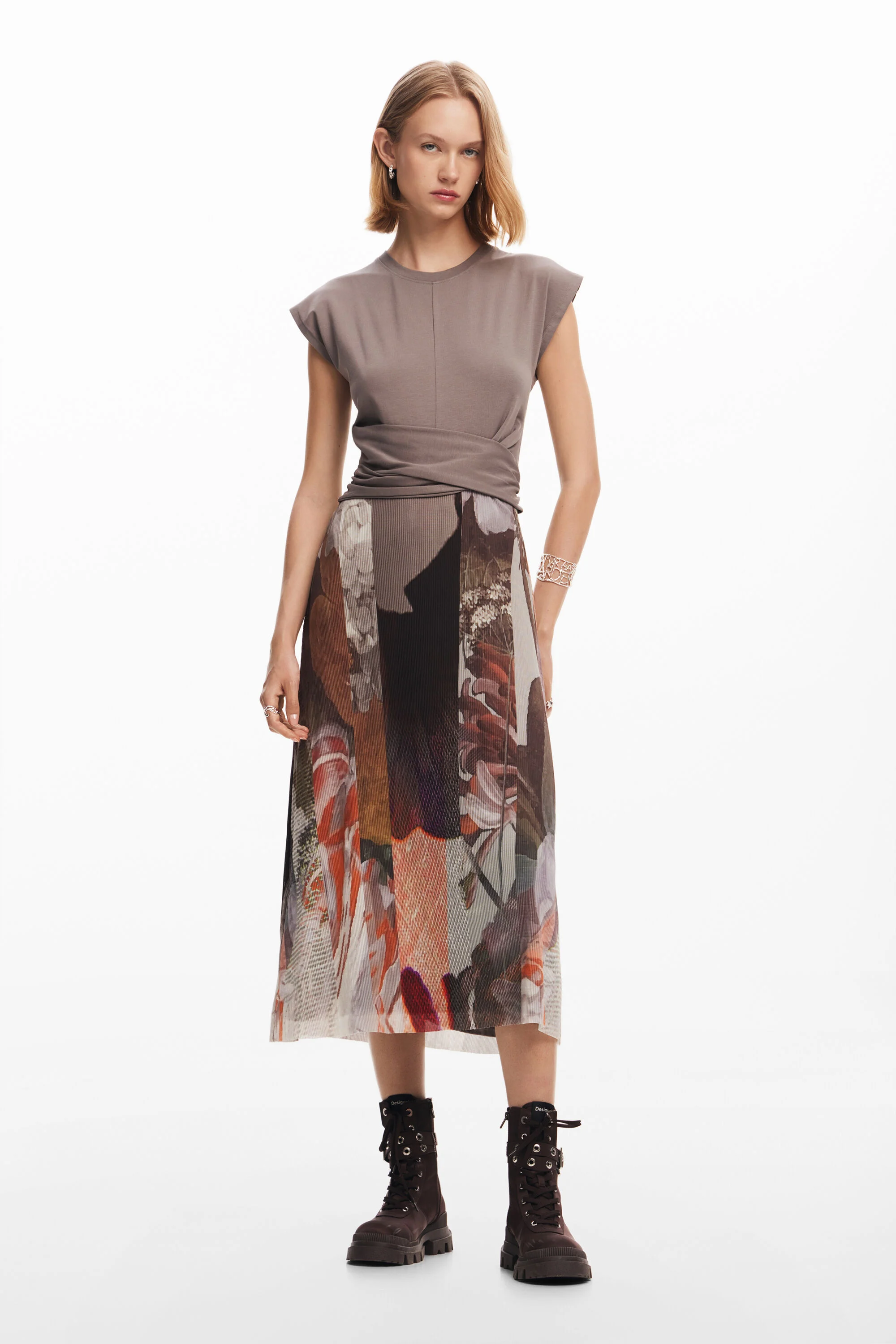 Vestido midi híbrido flores