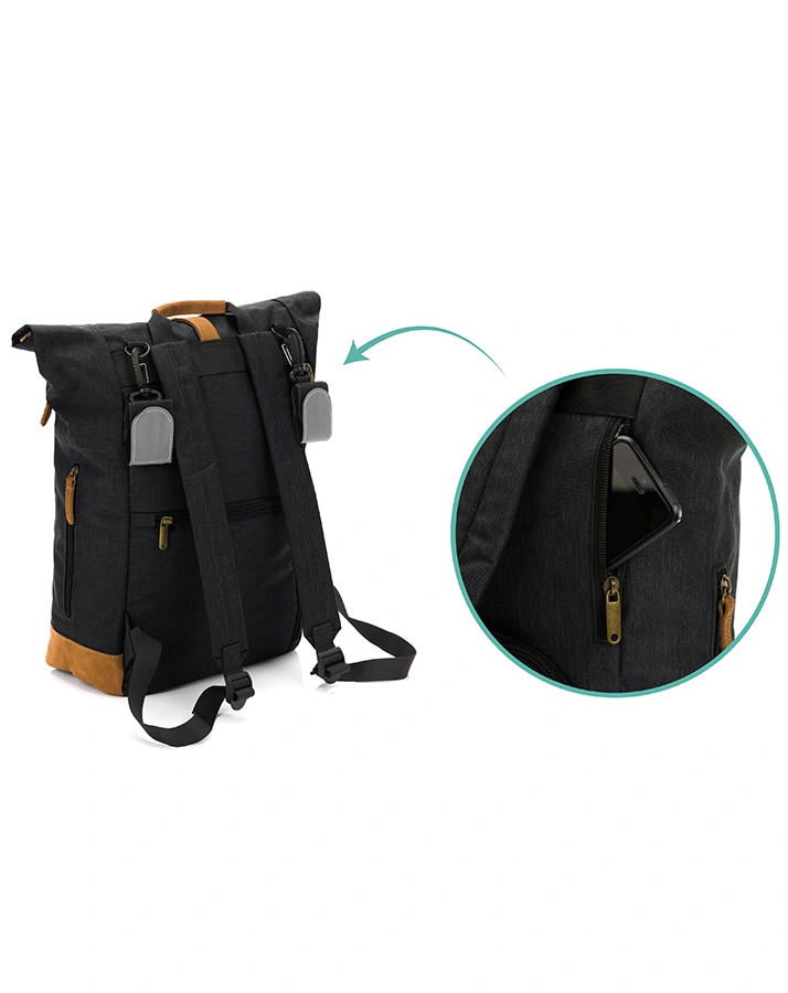Wickelrucksack BERLIN (39x16x53) schwarz melange