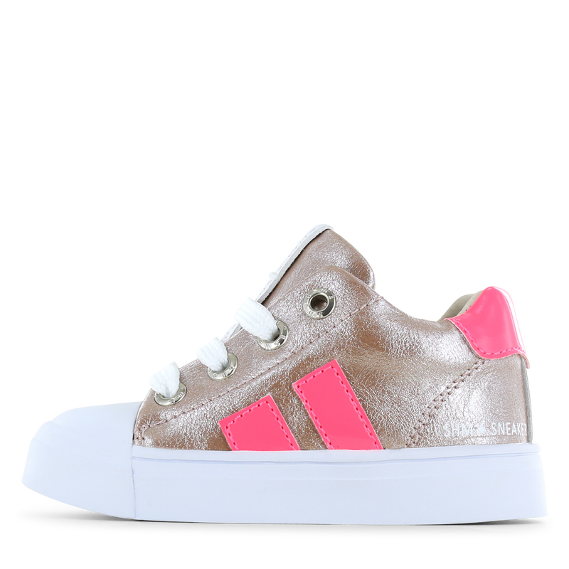 Shoesme rosé sneaker met roze stripings Metallic, Microfiber leer | Meisjes