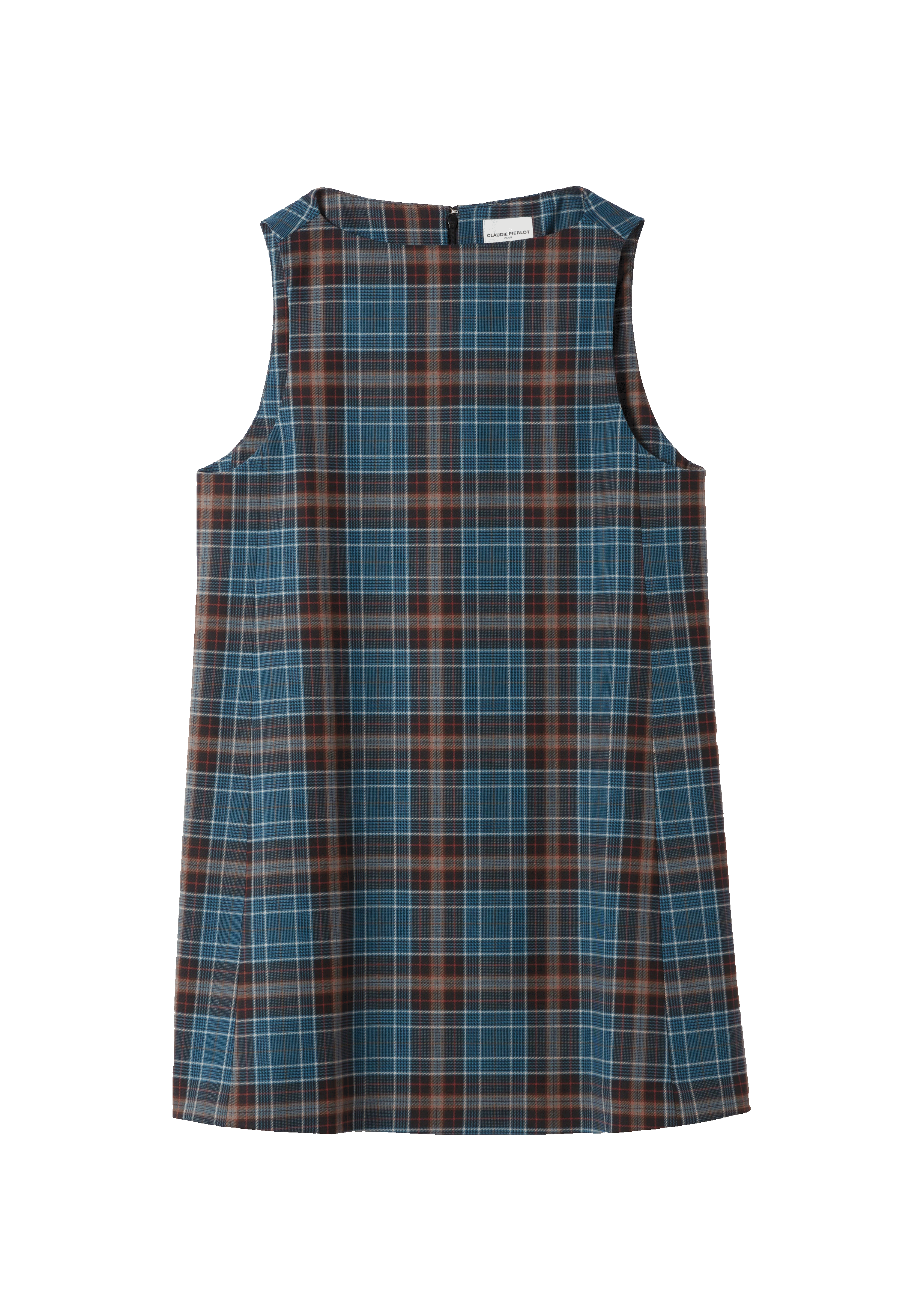 Robe courte col carré en laine mélangée | Multicolore
