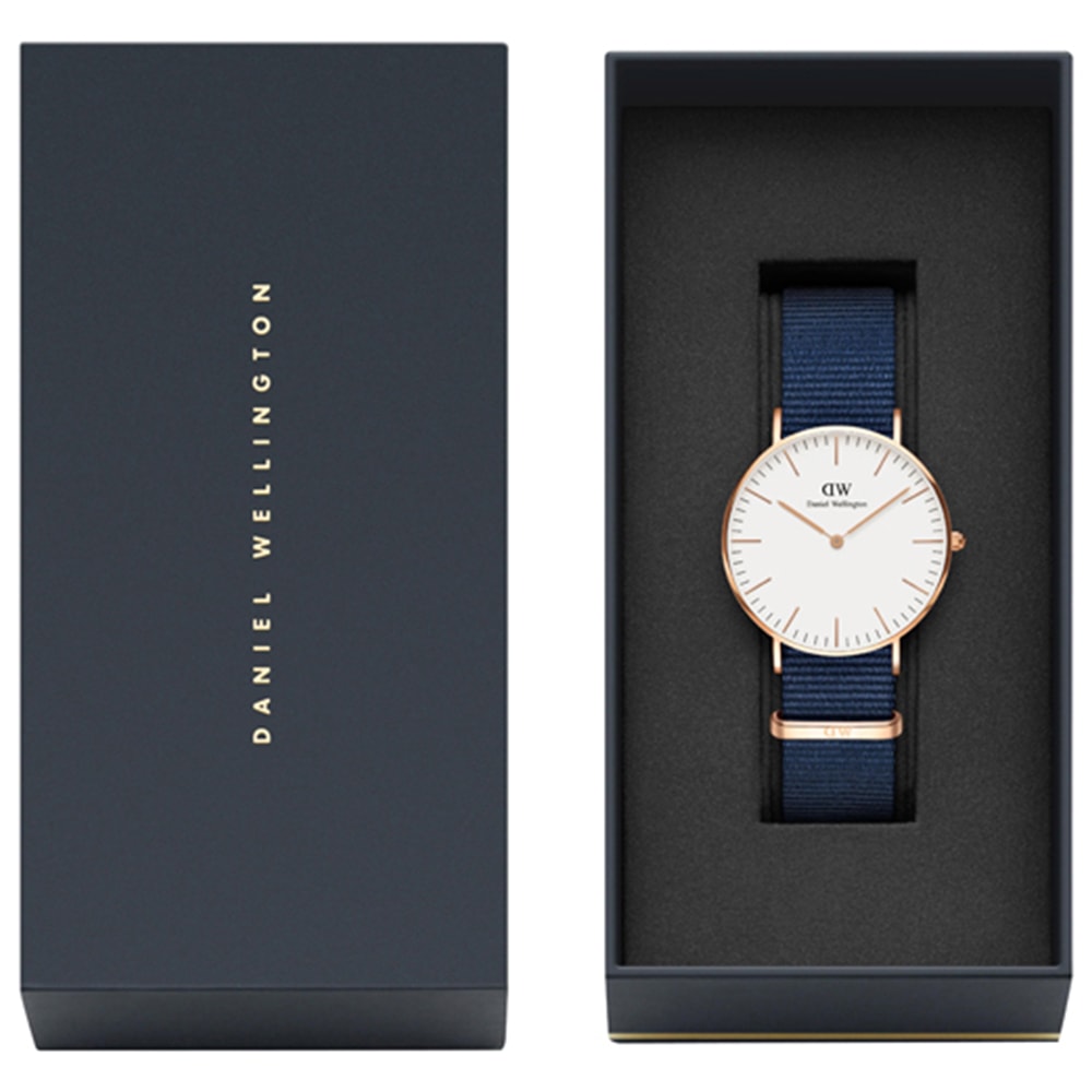 Montre à quartz - Acier inoxydable or rose & polyester - Femme