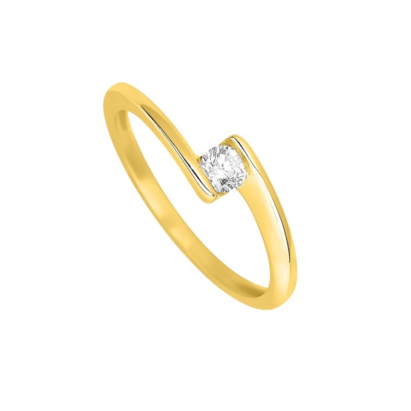 Bague Femme - Or 18 Carats - Diamant 0,18 Carats