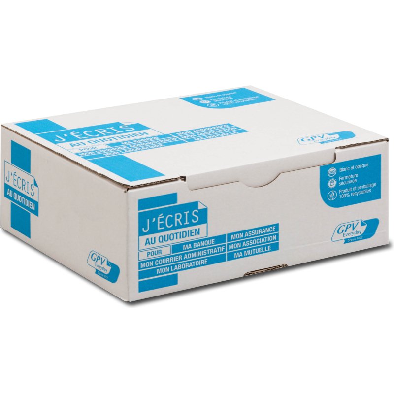 Enveloppe blanche 110 x 220 mm GPV  90 g avec fenêtre 45 x 100 mm - Boîte de 500