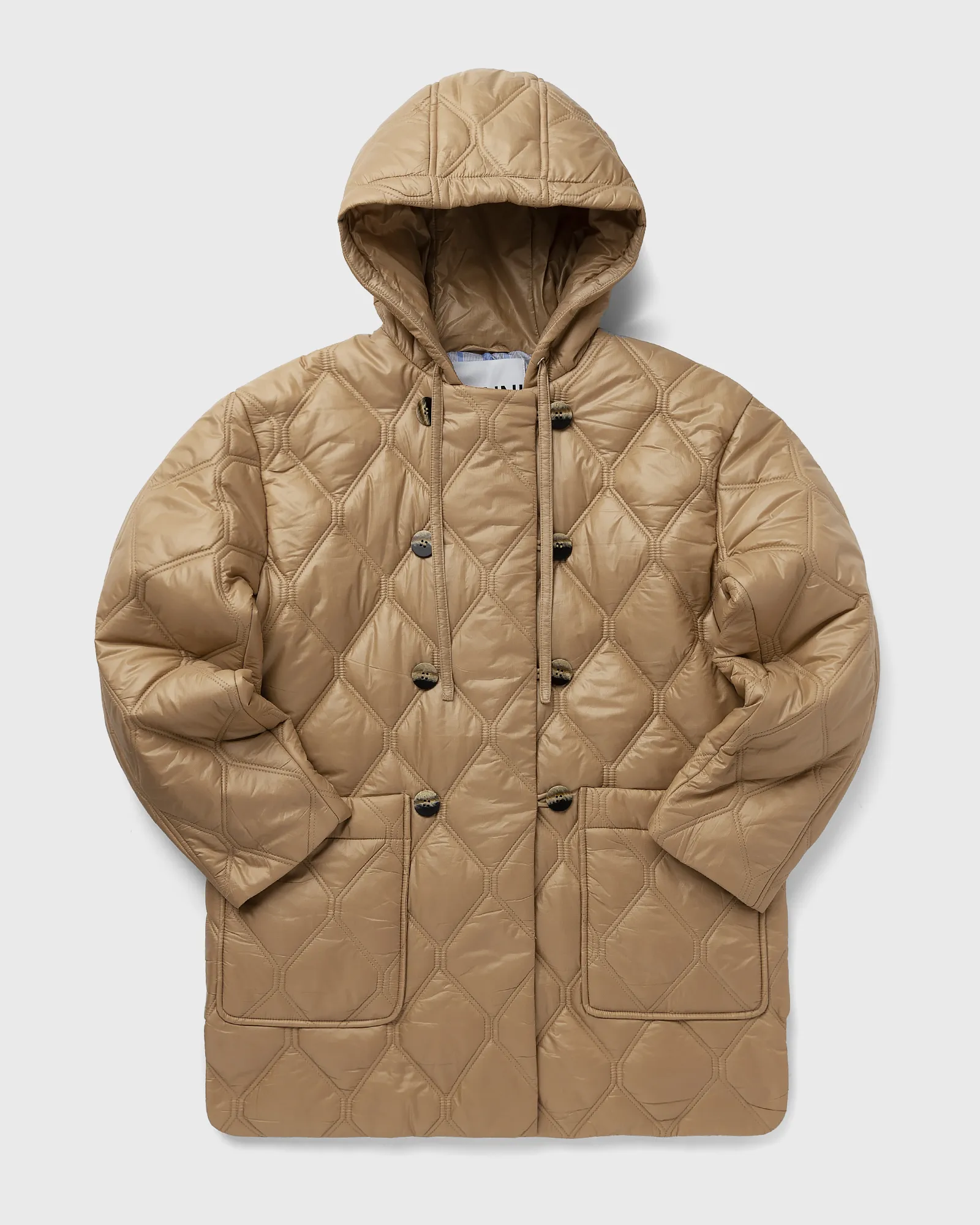 Ganni Shiny Quilt Hooded Jacket