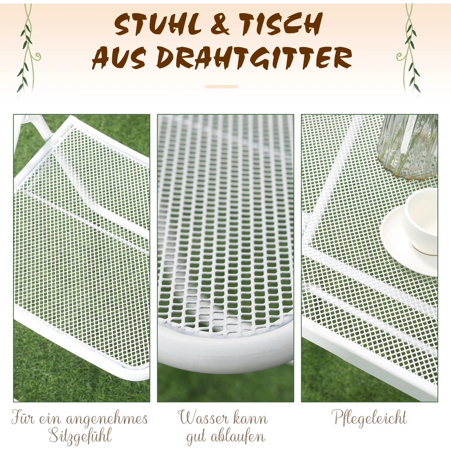 Outsunny Gartenmöbel-Set mit Stahlrahmen weiß