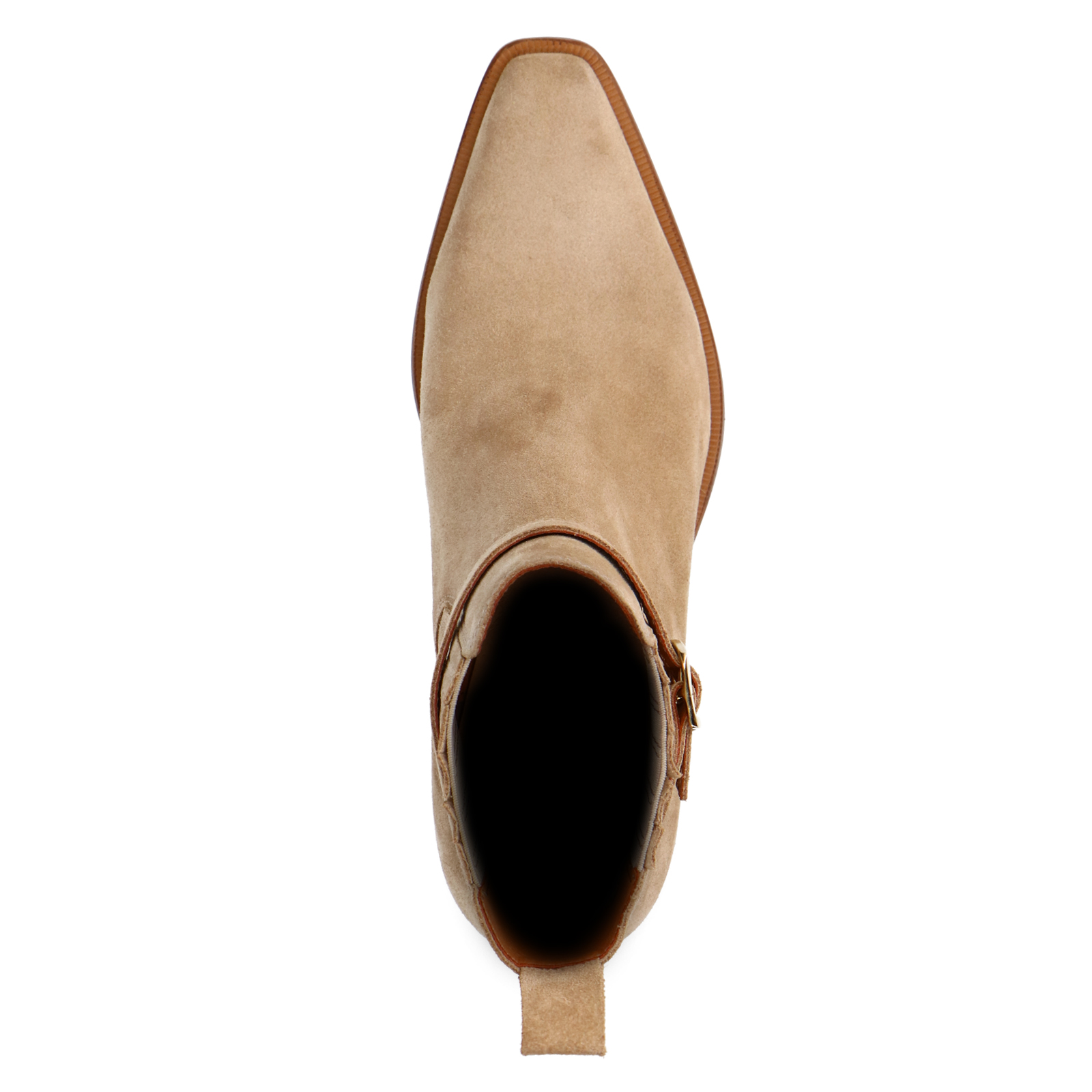 Beige suède enkellaarsjes met hak