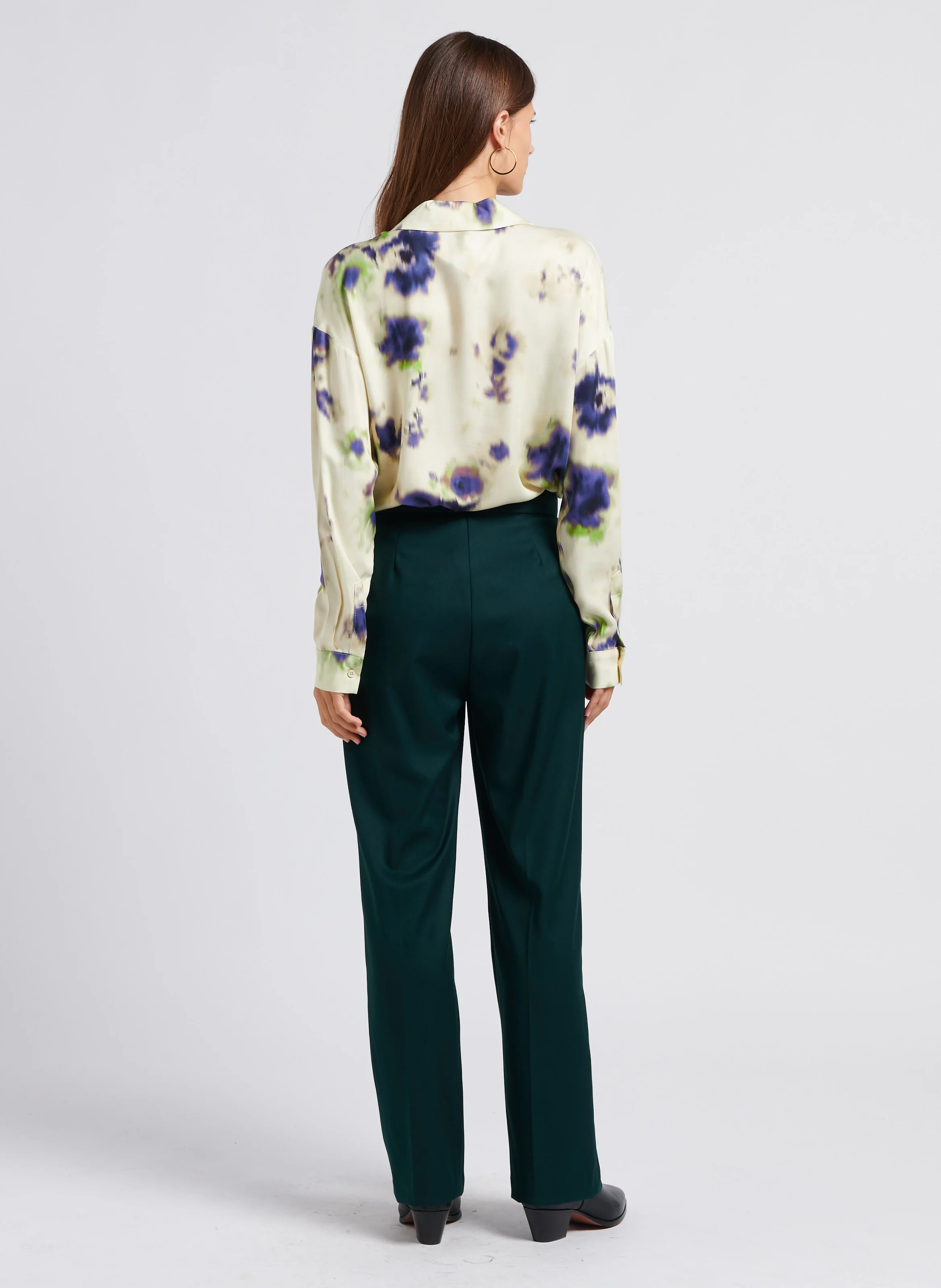 Chemise col tailleur imprimée | Blanc
