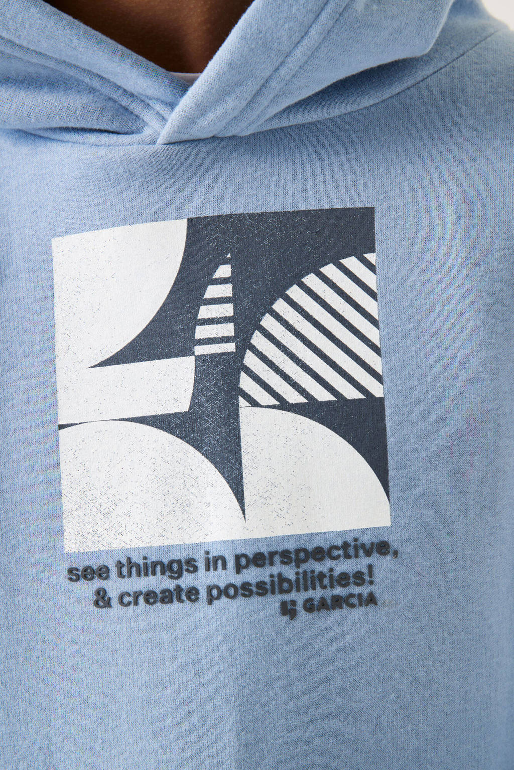Garcia hoodie met printopdruk lichtblauw