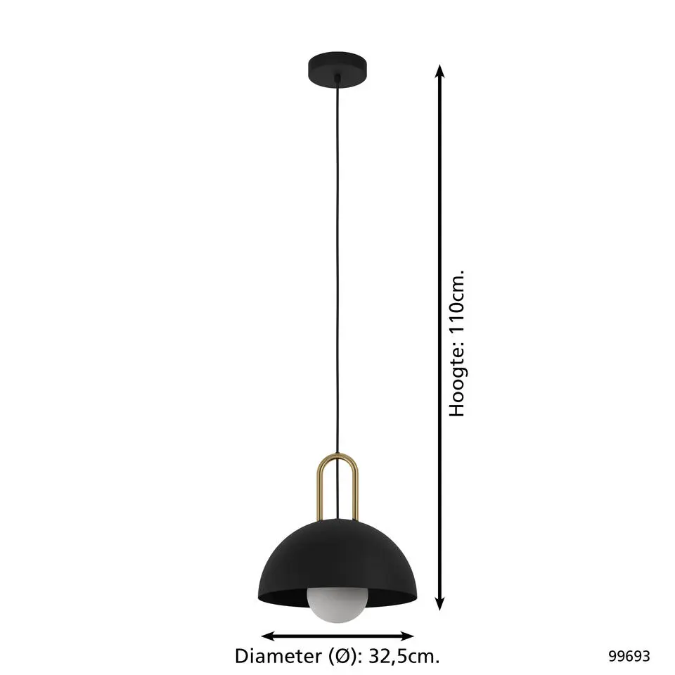 EDI lightCalmaneraHanglamp-E27-Ø32,5cm-Zwart/Geelkoper