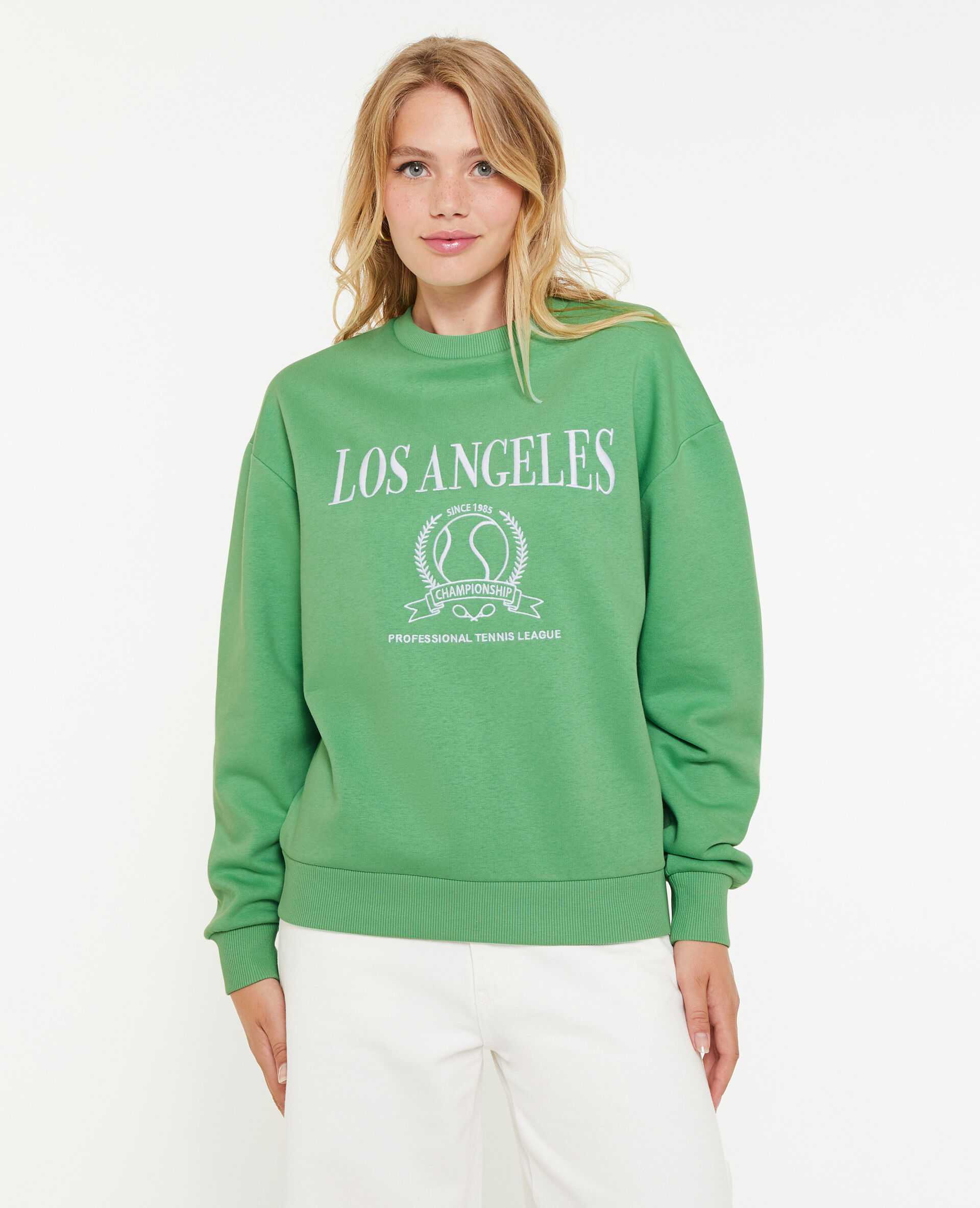 Sweat oversize brodé - Vert olive