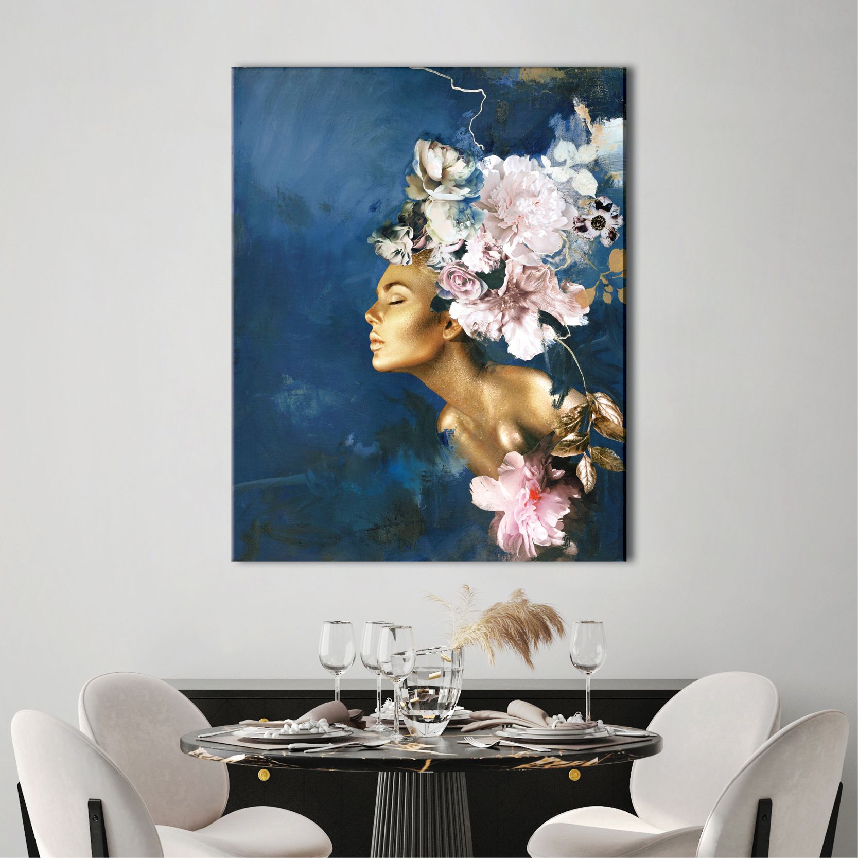 Keilrahmenbild GOLD ON BLUE