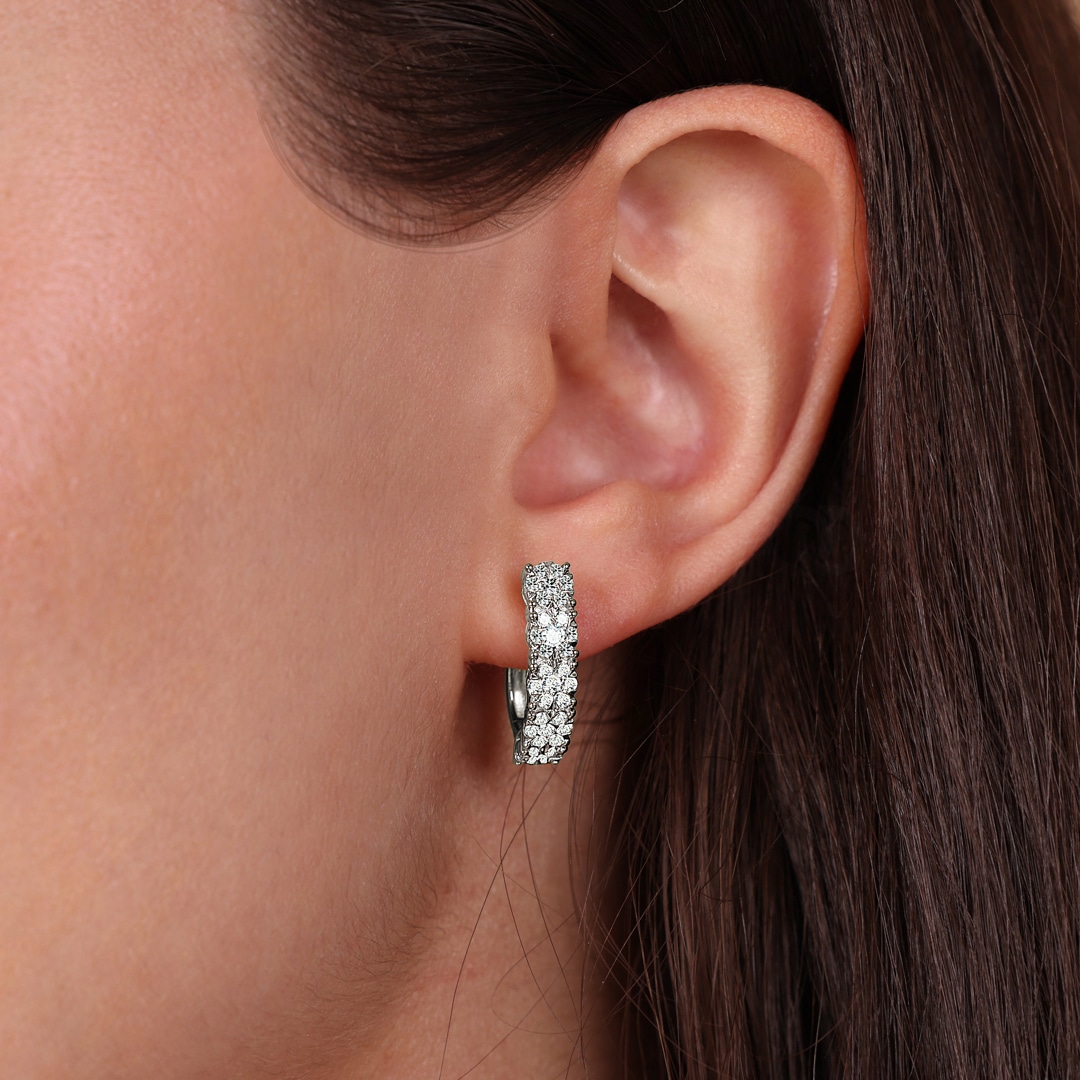 0.90 Karat Diamant-Kreolen 750/18 K Weissgold