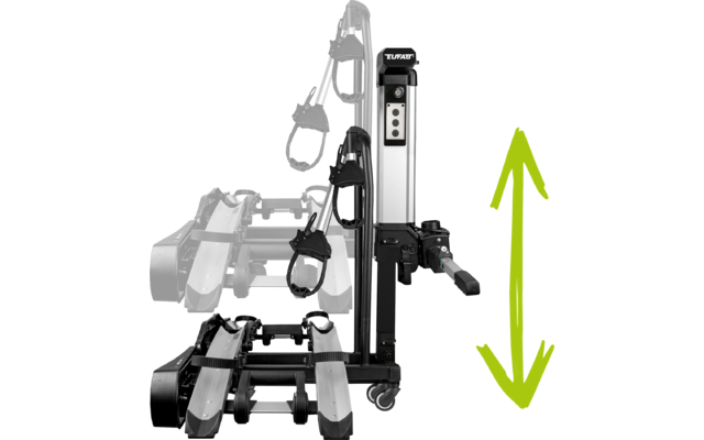 Eufab Bike Lift Fahrradträger für 2 Fahrräder auf der Anhängerkupplung schwarz, E-Bike geeignet