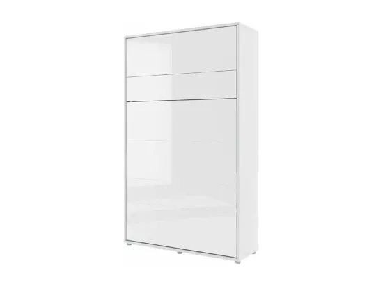 Lit escamotable vertical avec étagères blanc brillant Noby 90x200-