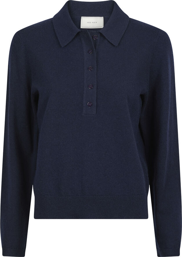 Neo Noir Genea Knit Polo Blouse Navy