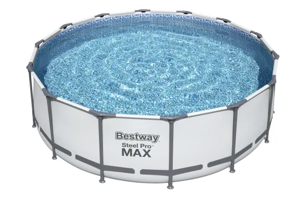 Bestway 5612X, 15232 L, Indrammet pool, Voksen & barn, Stige, Grå, Hvid, 54 kg, Diameter 427 cm, Højde 122 cm