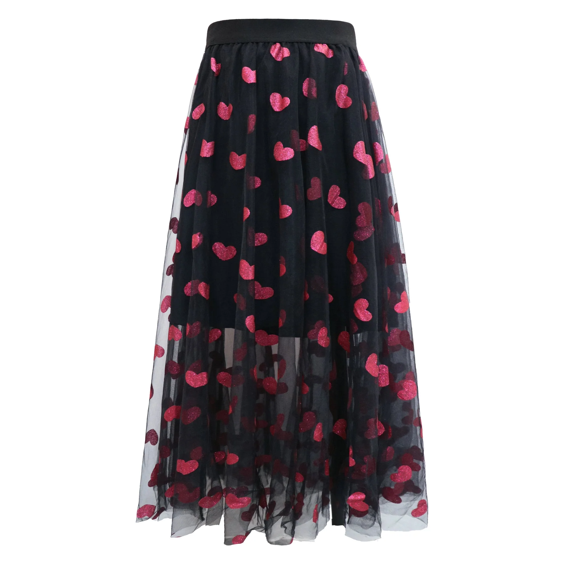 Liberte Tulle-Heart-Skirt black pink heart