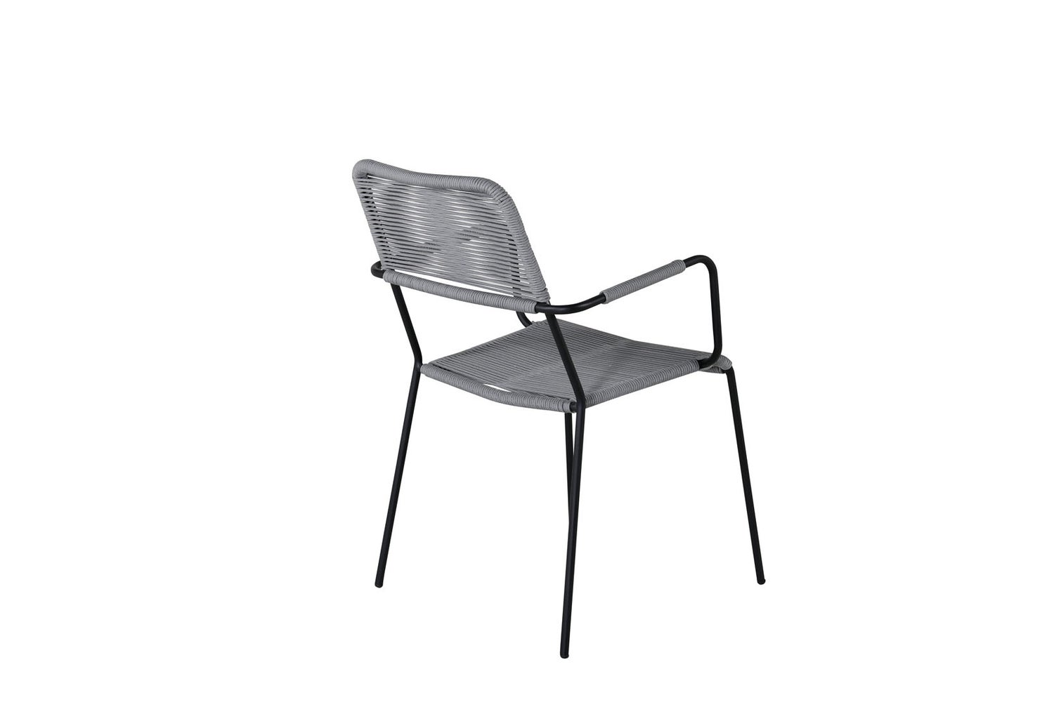 Lindos tuinstoel met armleuningen, stapelbaar, zwart/grijs. Set van 4.
