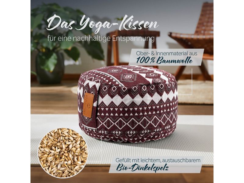 DoYourYoga Yoga-Kissen Vishnu Dinkelspelz, Rot/Weiss Yoga-Zubehör