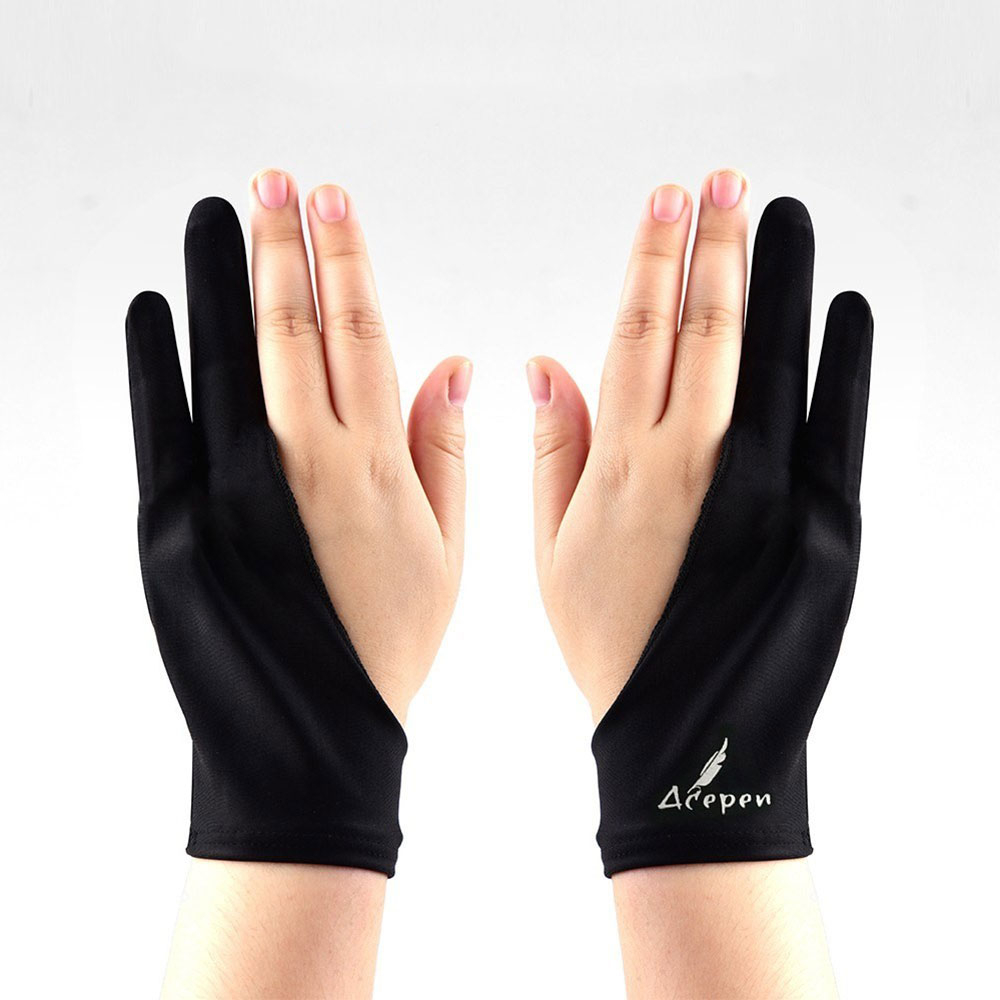 Zweifinger Zeichenhandschuh für Zeichenbrett / Grafiktablet / Lichttisch - Schwarz